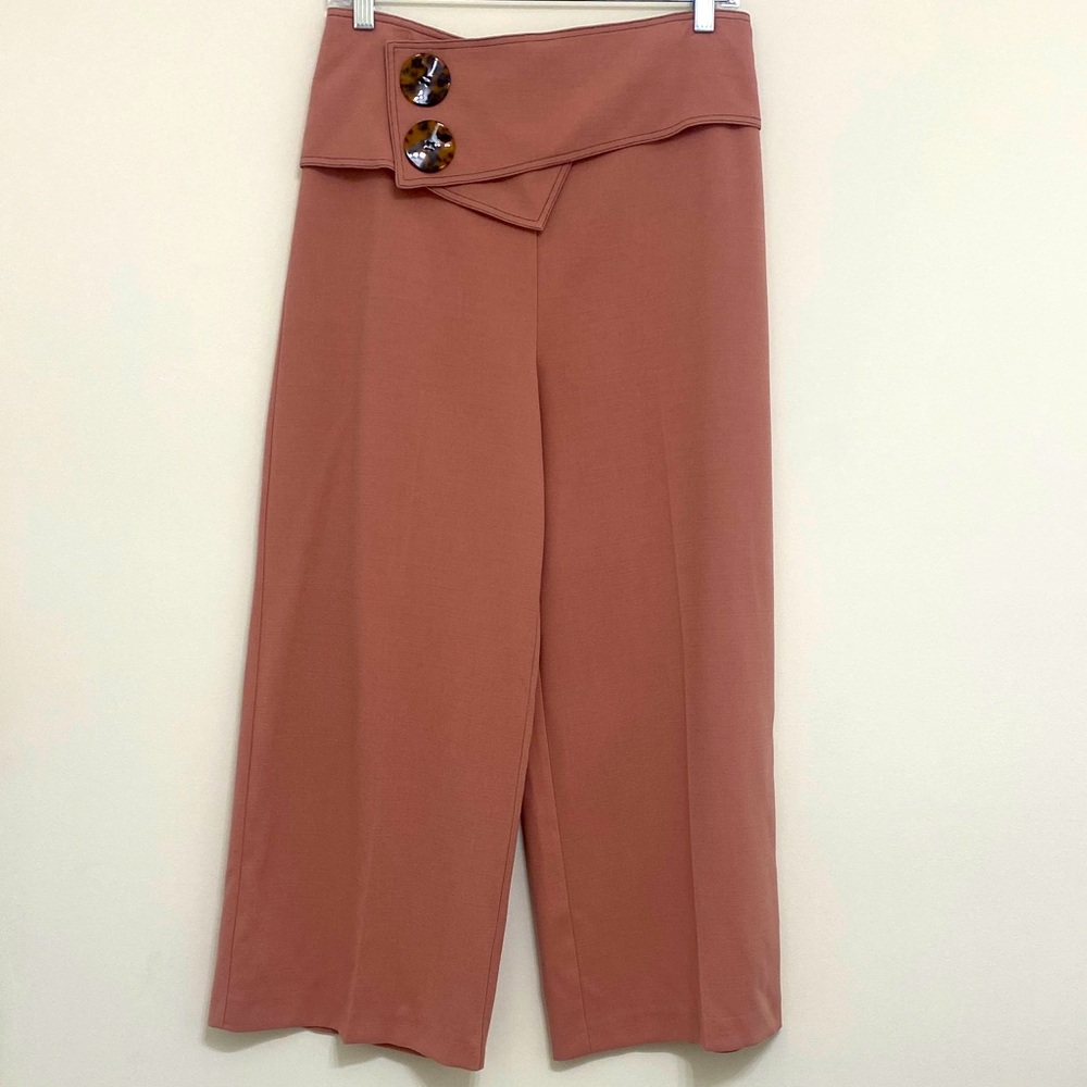 Topshop Wide Leg Cropped Culottes Pink Size 6 NWT